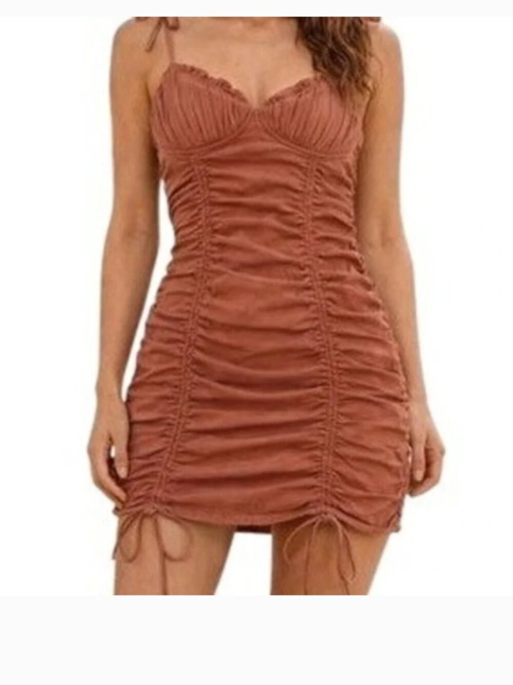 NWT Storia Ruched Bodycon Mini Dress Dusty Rose Size Small